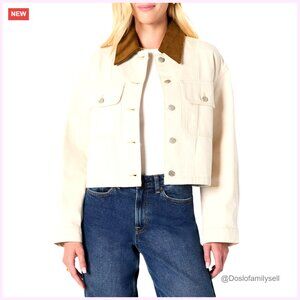 Oversized Cropped Denim Jacket Heavyweight Rigid Fit Women's Casual